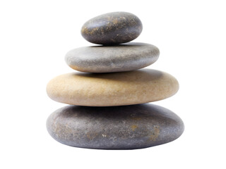 Pyramid of 3 Zen stones pebble rock white background