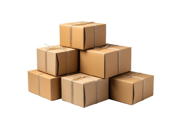 The Towering Fortress of Cardboard Boxes on a Clear PNG or White Background.