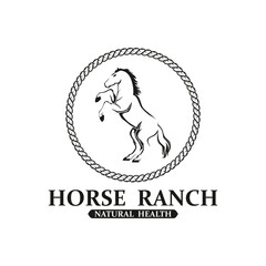 Retro Vintage Silhouette Horse Ranch Logo Design. logo perfect for a ranch or farm