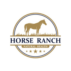 Retro Vintage Silhouette Horse Ranch Logo Design. logo perfect for a ranch or farm