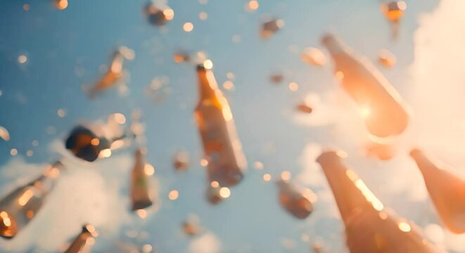 Beer Bottles Falling from Sky.