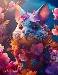 꽃에서 태어난 귀여운 친칠라