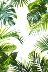 Obraz premium green tropical plants on white background