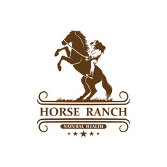 Retro Vintage Silhouette Horse Ranch Logo Design. logo perfect for a ranch or farm