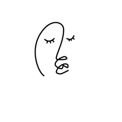 Drawing face image line flower leaves happy