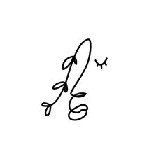 Drawing face image line flower leaves happy