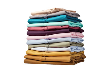The Serene Tower of Folded Attire on a Clear PNG or White Background.