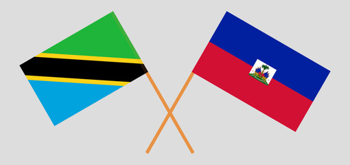 Crossed flags of Tanzania and Haiti. Official colors. Correct proportion