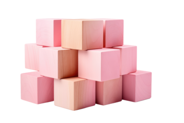 Pink Cascade: A Tower of Whimsical Cubes on a Clear PNG or White Background.