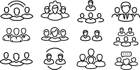 Vektor Icon Set - Personen, Gruppen und Zusammenarbeit - Kommunikation - Business
