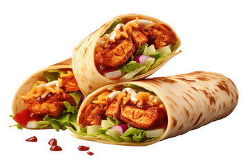 Symphony of Savory Delights: Chicken and Lettuce Wraps on a Clear PNG or White Background.