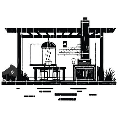 Flat design house silhouette