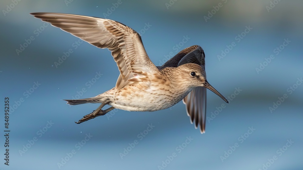 Canvas Prints Sandpiper in Flight Against a Blue Sky