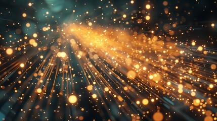 Fototapeta premium Golden Sparkles and Lines in Darkness