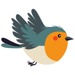 A cute little bird fly. Flat vector illustration on white background . Vector illustration