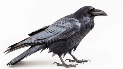 Fototapeta premium evil concept shown by a black crow on white background. Halloween concept for designer