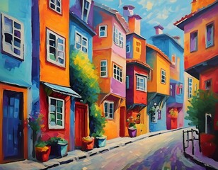 Naklejka premium Colorful houses