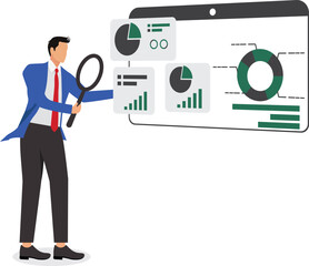 Financial report chart and graph diagram, economics or budget analysis, investment statistic dashboard, revenue or finance research concept, businessman analyze financial report on computer screen