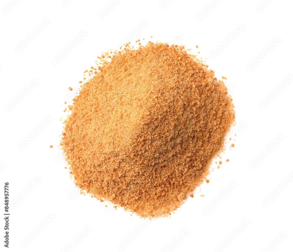 Wall mural Coconut sugar isolated on white, top view