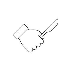 Hand holding knife icon flat style isolated on white background. Vector illustration