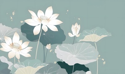 lotus flower illustration, Generative AI