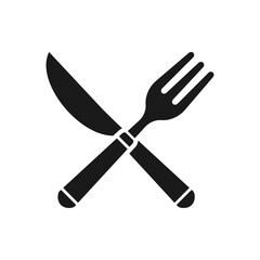Fork and knife crossed. Cutlery icon flat style isolated on white background. Vector illustration