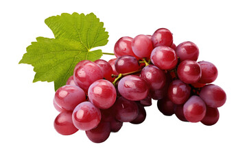 Fototapeta premium Symphony of Scarlet Grapes Dancing With Emerald Elegance on a Clear PNG or White Background.