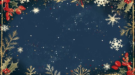 Fototapeta premium Festive Holiday Card With Gold and Red Accents