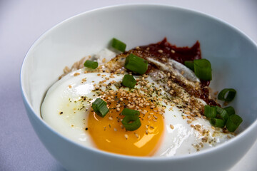 Egg Rice Breakfast with green Onions