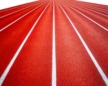 Empty Red Running Track With White Lines