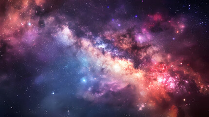 Fototapeta premium Beautiful colorful image of galaxy, nebula, stars and space. AI Generated