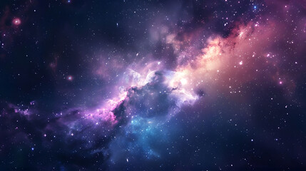 Fototapeta premium Beautiful colorful image of galaxy, nebula, stars and space. AI Generated