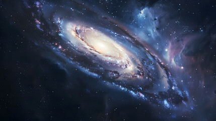 Fototapeta premium Beautiful colorful image of galaxy, nebula, stars and space. AI Generated