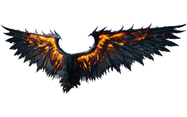 photorealistic burning demon wings