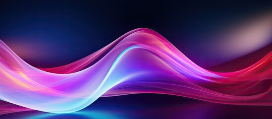 Vivid holographic neon fluid waves in a high quality photo with copy space image