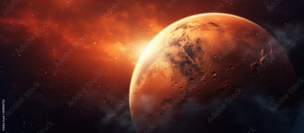 Wall mural mars the captivating red planet in an exquisite celestial backdrop with a vast copy space image