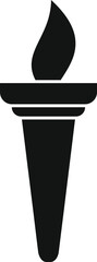 Simple black silhouette of a burning torch, symbolizing victory, freedom, and the spirit of competition