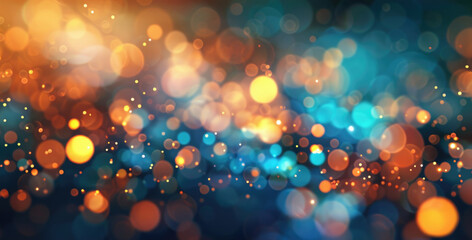 Abstract background with blue and orange blurred bokeh lights, speed effect	