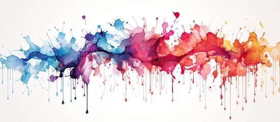 Fototapeta premium Watercolor ink drops forming a beautiful bloom with an organic flow splattering and expanding against a clear background ideal for digital designs with copy space image