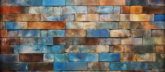 Multicolor rustic digital wall tile decor or ceramic design with a heavily mixed wall art aesthetic ideal for home decoration with a versatile copy space image use