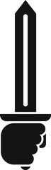 Hand holding up sword icon simple black style