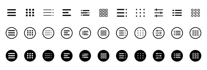 Hamburger website navigation menu. Hamburger menu icons. Vector set of menu button elements hamburger menu. Vector illustration.