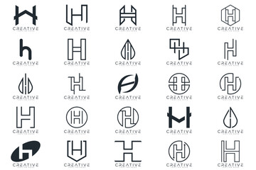 Naklejka premium Mega logo collection, Abstract letter H logo design. icons for business
