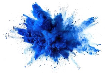 A blue explosion of powdery dust. The blue color is vibrant and intense, creating a sense of energy and excitement. The image is dynamic and visually striking