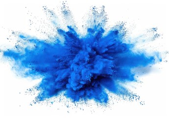 A blue explosion of smoke and dust. The blue color is vibrant and intense, creating a sense of energy and excitement. The smoke and dust are swirling and dancing in the air