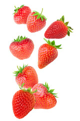 Falling Strawberries on transparent background