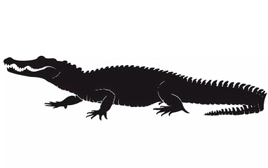 vector illustration of crocodile silhouette on white background 
