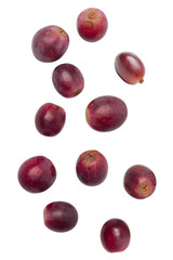 Ripe Grapes flying on transparent background