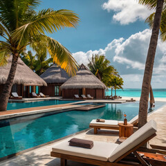 Pool in a hotel on a paradise island