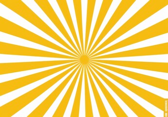 Obraz premium A yellow and white striped background with a large sun in the center. The sun is surrounded by a series of smaller suns, creating a sense of energy and excitement